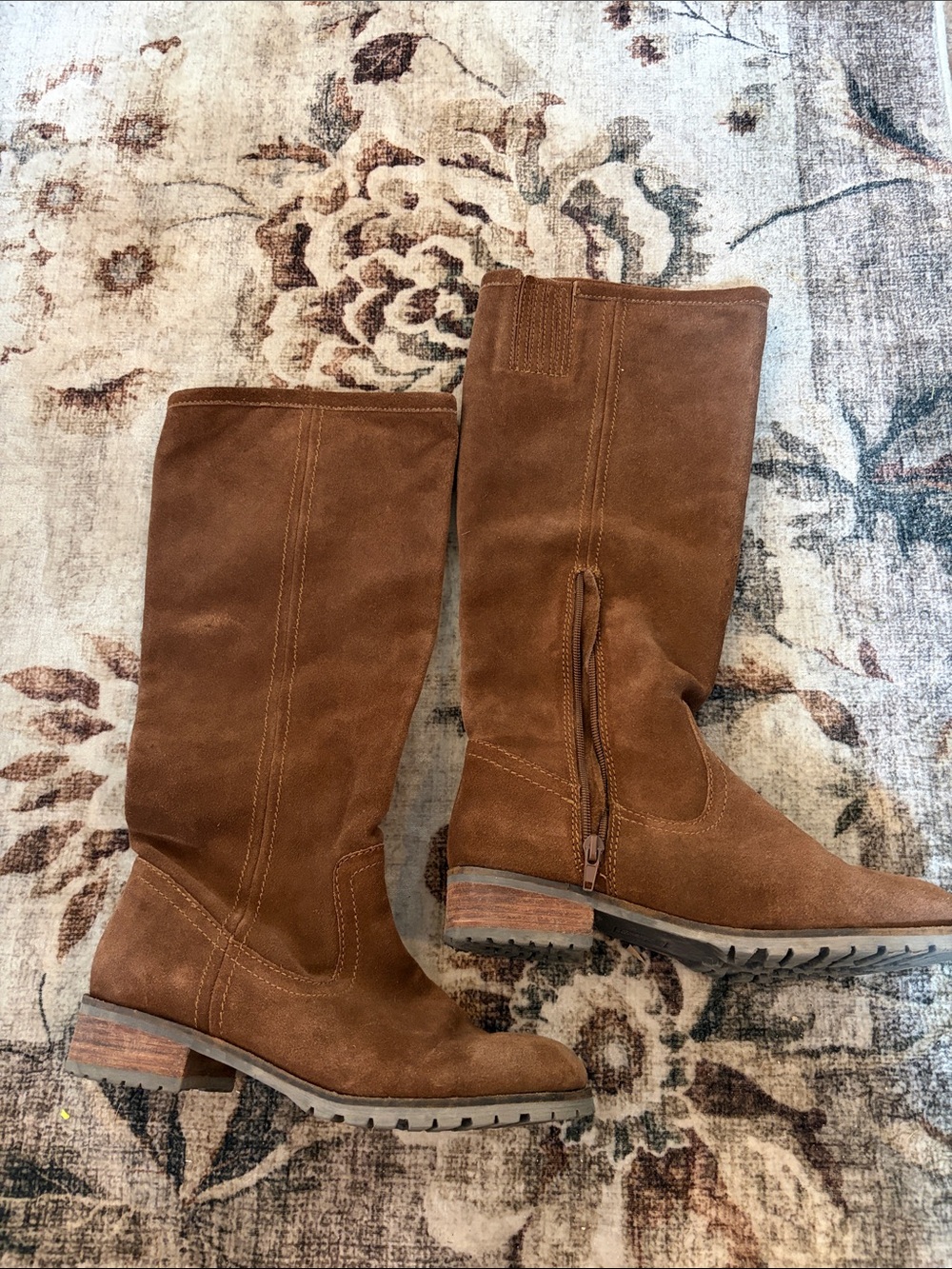 Denver Hayes Brown Suede Mid-Calf Heeled Boots